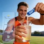 Electrolyte powder stick pack mixed with water after exercise