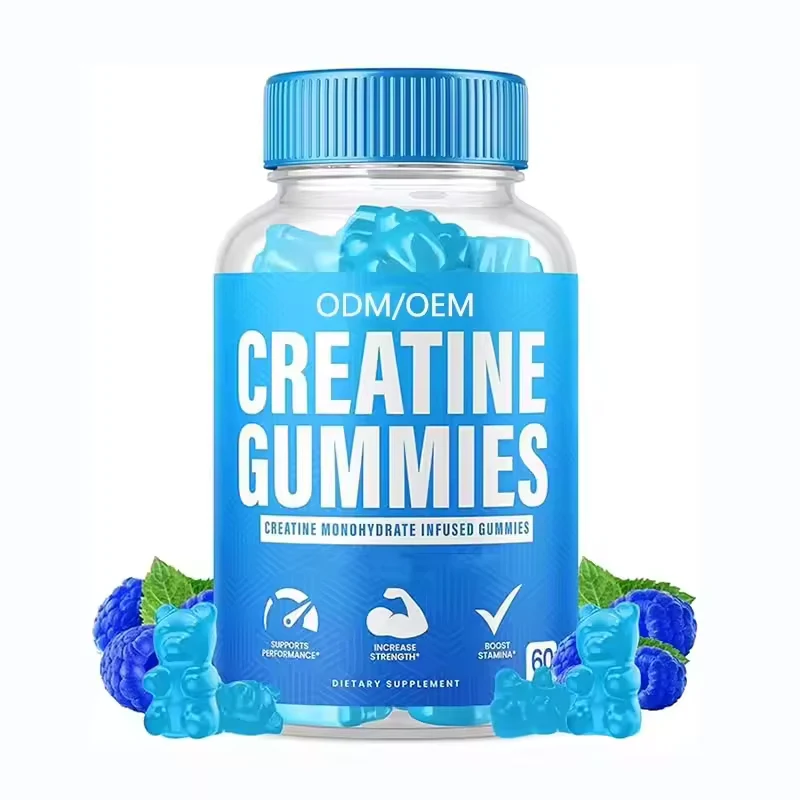 Private label creatine monohydrate gummies in a 60-count bottle