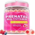 Prenatal multivitamin gummy bottle with fruit-flavored gummies
